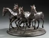 Chevaux au galop by Yvan Benoist-Gironiere, 2000, Epreuve en bronze à patine brune, sold Jun 2022