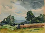 Bretonnes aux champs by Marcel Parturier, 1925, Aquarelle sur papier, non signée, sold Dec 2023