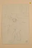 Marius au port et Bretonnes au marché by Marcel Parturier, Crayon sur papier, sold Dec 2023