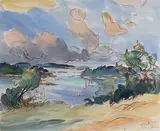 L'île à bois by Franck Sordot, Aquarelle, sold Dec 2023