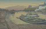 Le pont des Saints-Pères et le Louvre by Henri Rivière, 1900, Lithographie couleurs, n°, sold Dec 2023