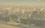 Paris vue de Montmartre by Henri Rivière, 1900, Lithographie couleurs, n°19 série paysages parisiens, sold Dec 2023