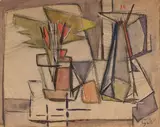Composition, vers 1945-1946 by Geer van Velde, Aquarelle et fusain, sold Dec 2023