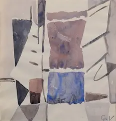 Composition by Geer van Velde, vers 1957, Gouache et aquarelle, sold Dec 2023
