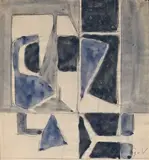 Composition by Geer van Velde, vers 1956, Aquarelle sur traits de crayon, sold Dec 2023