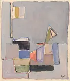 Sans titre fond gris by Geer van Velde, Gouache, sold Dec 2023