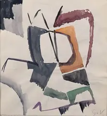 Composition, vers 1958-1960 by Geer van Velde, Gouache, sold Dec 2023