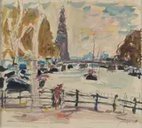 Amsterdam, les quais by Jacques Truphémus, Gouache sur traits de crayon, sold Dec 2023