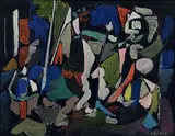 Sans titre fond noir by André Lanskoy, vers 1960, Gouache, sold Dec 2023