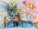 Homme assis rêvant by Stéphane Pencréac'h, 2001, Aquarelle gouachée, sold Dec 2023