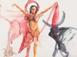 Corrida by Stéphane Pencréac'h, 2007, Aquarelle gouachée, sold Dec 2023