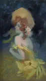 La robe jaune by Jules Chéret, Pastel, sold Dec 2023