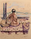 Baigneuse by Henri Manguin, Aquarelle sur traits d'encre, sold Dec 2023