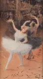 Danseuse au tambourin, danseuse à la rose by Delphin Enjolras, Gouache, sold Dec 2023