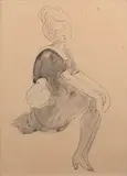 La robe noire by Louis Valtat, Aquarelle sur traits de crayon, sold Dec 2023