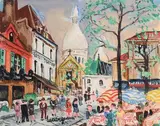 Paris, Montmartre la Place du Tertre by Lucien Génin, Gouache, sold Dec 2023