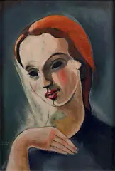 Portrait de femme by Béla Kádár, Gouache vernissée, sold Dec 2023