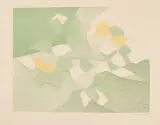 Feuilles pâles. 1961 by André Beaudin, Lithographie en couleurs sur vélin signée en bas à droite, sold Dec 2023