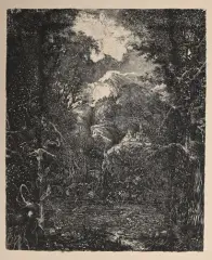 Les Villes derrière le marécage. 1878 by Rodolphe Bresdin, Lithographie sur chine crème appliqué, sold Dec 2023