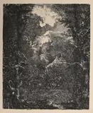 Les Villes derrière le marécage. 1878 by Rodolphe Bresdin, Lithographie sur chine crème appliqué, sold Dec 2023