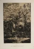 La Comédie de la Mort by Rodolphe Bresdin, Lithographie sur chine jaunâtre appliqué sur vélin, sold Dec 2023