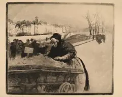 La marchande des quatre saisons. 1900. - La Seine à Courbevoie. 1907 by Edgar Chahine, Eau-forte, pointe sèche, aquatinte, sold Dec 2023
