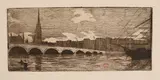 Retour de la pêche, petite flotte filant sous le vent Pont à Rouen by Henri Guérard, Eau-forte, aquatinte, sold Dec 2023