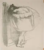 La Danseuse accotée à un portant 1897 by Gustave Leheutre, Lithographie sur chine en ton verdâtre, sold Dec 2023