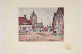 Le Village, la Mée (Eure et Loir).1897 by Maximilien Luce, Lithographie en couleurs sur chine appliqué sur vélin, sold Dec 2023
