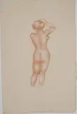 Femme nue de dos, bras droit relevé au dessus de la tête by Aristide Maillol, Lithographie en sanguine sur vergé maillol, sold Dec 2023
