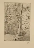 La maison Rondest à l'Hermitage. 1882 by Camille Pissarro, Eau-forte et aquatinte sur vergé, sold Dec 2023
