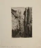 Une rue à Rouen rue des Arpents. 1887 by Camille Pissarro, Eau-forte et aquatinte sur vergé, sold Dec 2023