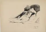 Enfant mort. 1874 by Camille Pissarro, Lithographie sur papier à report, sold Dec 2023