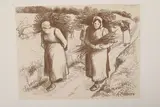 Porteuses de fagots. 1896 by Camille Pissarro, Lithographie en brun bistré sur chine appliqué, du tirage précédent la publication par Les, sold Dec 2023