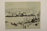 Quai Boieldieu à Rouen. Vers 1896 by Camille Pissarro, Lithographie sur Ingres verdâtre appliqué, sans doute du, sold Dec 2023