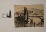 Le Pont Corneille (rive gauche). Vers 1896 by Camille Pissarro, Lithographie sur chine crème appliqué sur vélin, du tirage de, sold Dec 2023