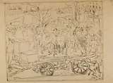 Le petit Manège rue Caulaincourt. 1905 by Jacques Villon, Aquatinte sur Japon, épreuve en tirage d 'essai au trait noir seul, sold Dec 2023