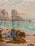 La Mer, planche 16 de la série «LesAspects de la Nature». 1899 by Henri Rivière, Lithographie en couleurs sur vélin glacé, sold Dec 2023