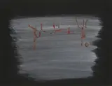 SANS TITRE by Georges Mathieu, 1956, Gouache sur papier teinté noir signé et daté à droite au centre, sold Oct 2018