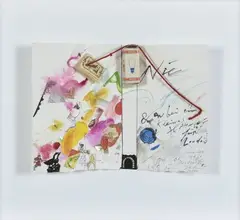 PETIT ALPHABET POUR LONDRES, VERS 1982 by Jean Tinguely, Technique mixte et collage sur carton signé Jean en bas à droite, sold Oct 2018