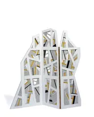 PARAVENT by Clément Bagot, 2010, Collage de mètres-rubans, règles, et plexiglas sur paravent découpé en bois, sold Jun 2018