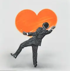 Loveland Vandalman Orange Heart by Nick Walker, 2013, Acrylique et pochoir sur toile, sold Jun 2018