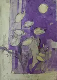 Oiseaux au clair de lune 1975 by Slavko Kopač, Collage sur toile, sold Jun 2017