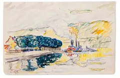 La Seine à Samois by Paul Signac, 1900, Mine de plomb et aquarelle sur papier, sold Nov 2024