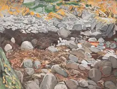 Rochers et algues by Mathurin Méheut, Gouache sur papier, sold Nov 2024