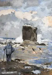 Goëmonier devant Sieck by Mathurin Méheut, Gouache sur papier, sold Nov 2024