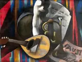 Nature morte à la mandoline et torse de plâtre by Paul-Elie Gernez, 1920, Pastel sur papier contrecollé en bordure sur carton, sold Nov 2024
