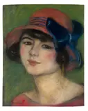 Portrait d'une jeune femme au chapeau by Charles Camoin, Pastel sur papier, sold Nov 2024