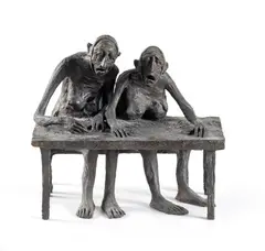 La Dernière Soupe by Marc Petit, 1998, Épreuve en bronze patiné, sold Nov 2024