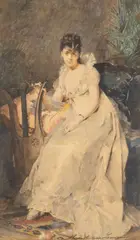 Elégante à la lyre by Madeleine Lemaire, Aquarelle, sold Nov 2024